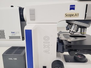Thumbnail image of  Carl Zeiss Axio Scope.A1 Microscope w/ AxioCam ICc 5, CoolLED & PC