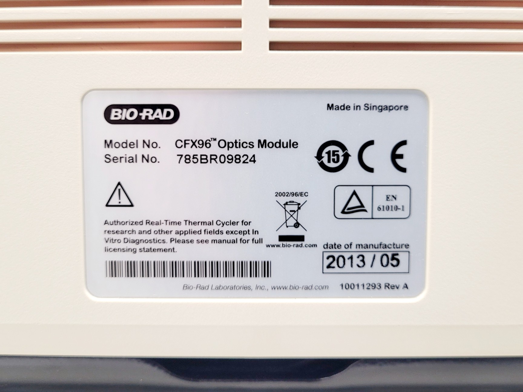 Image of Bio-Rad CFX96 Real-Time System w/C1000 Thermal Cycler Lab