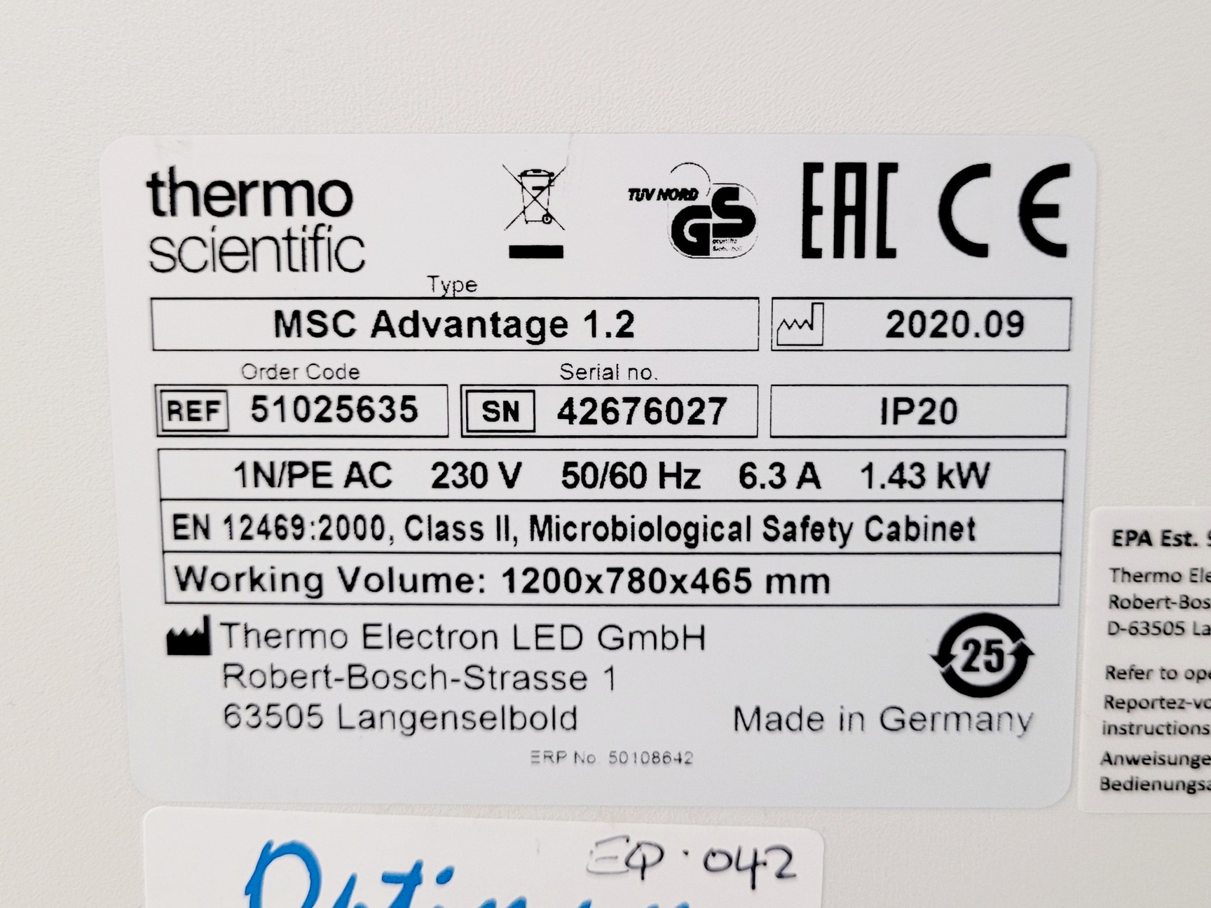 Image of Thermo Scientific MSC Advantage 1.2 Class 2 Microbiological Safety Cabinet Lab