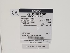 Thumbnail image of Sanyo MCO-15AC CO2 Incubator Lab