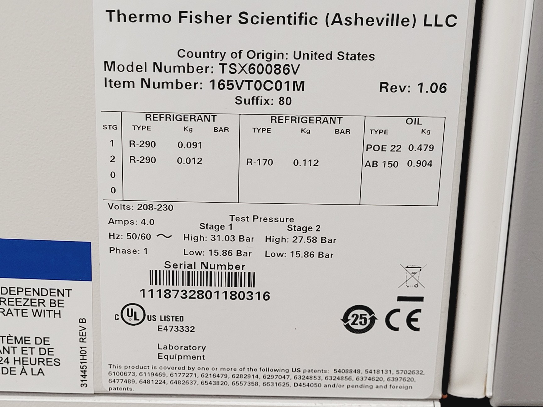 Image of Thermo Fisher Scientific TSX60086V Ultra-Low Temperature Freezer Lab