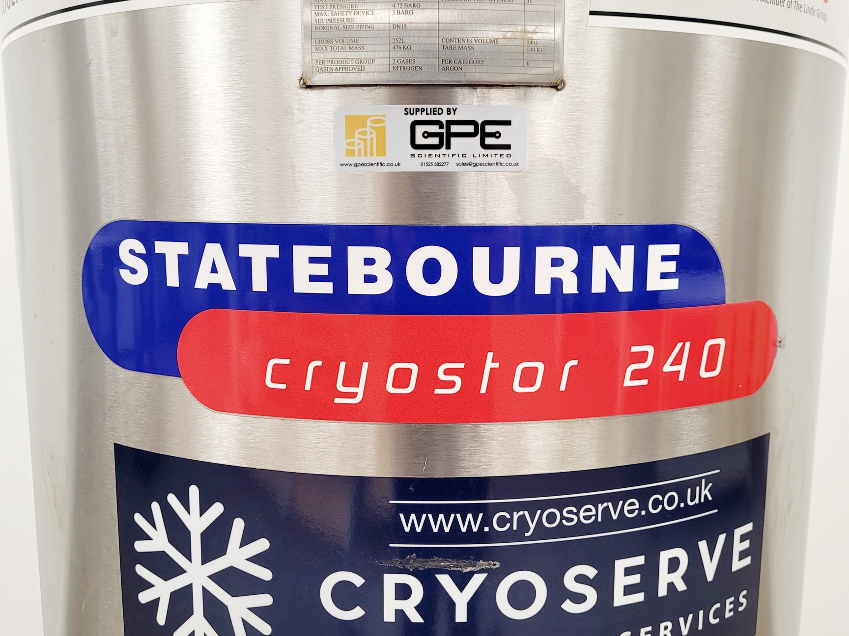 Image of Statebourne Cryostor 240 Liquid Nitrogen Storage Tank 