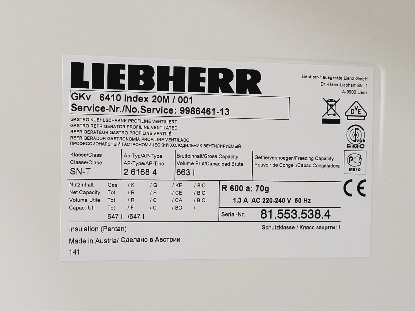 Image of Liebherr ProfiLine GKv 6410 Laboratory Refrigerated Storage Cabinet