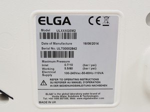 Thumbnail image of Elga Purelab Ultra Model ULXXXGEM2 Benchtop Water Purifier