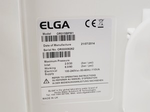 Thumbnail image of Elga Purelab Option Water Purifier OR015BPM1 w/LA621 Reservoir