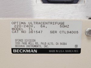 Thumbnail image of Beckman Optima TL Ultracentrifuge 100,000 RPM w/ TLS 55 & TLA 100.3 Rotors