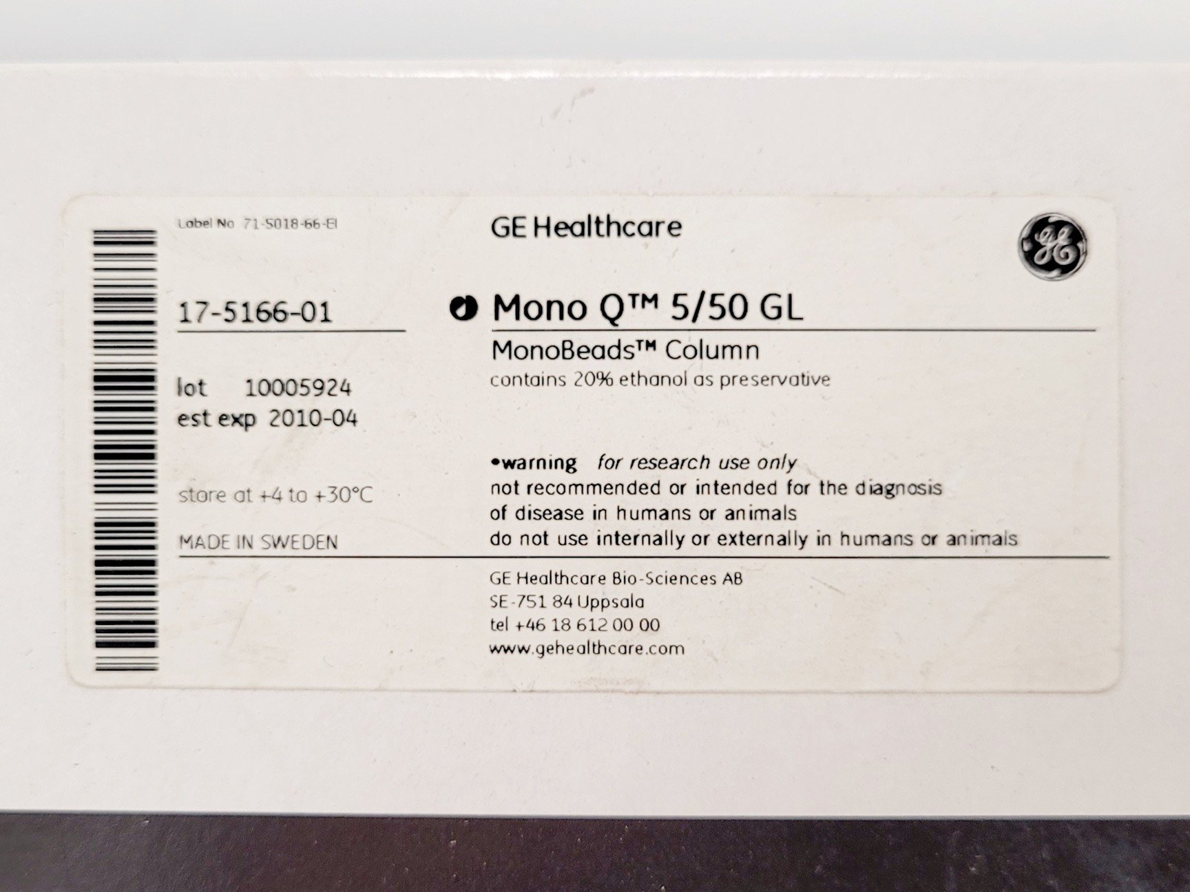 Image of Amersham Biosciences Mono Q 5/50 GL Chromatography Column